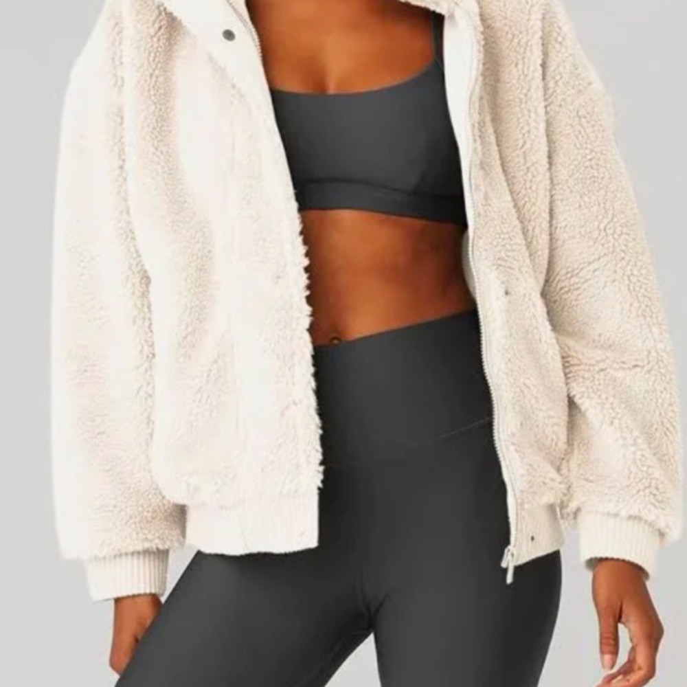 ALO Yoga Off-White Cozy Zip-Up Jacket